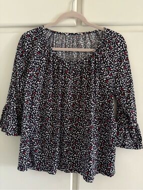 Michael Kors Navy Scatter Heart Blouse - Red & White Hearts